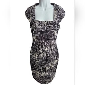 Adrianna Papell Black White Mesh Layered Dress Size 10